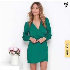 Lulus That’s a Wrap Green Long Sleeve Dress